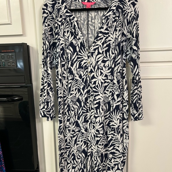 Lilly Pulitzer Norris Navy and White Floral Women's Dress - Picture 2 of 10